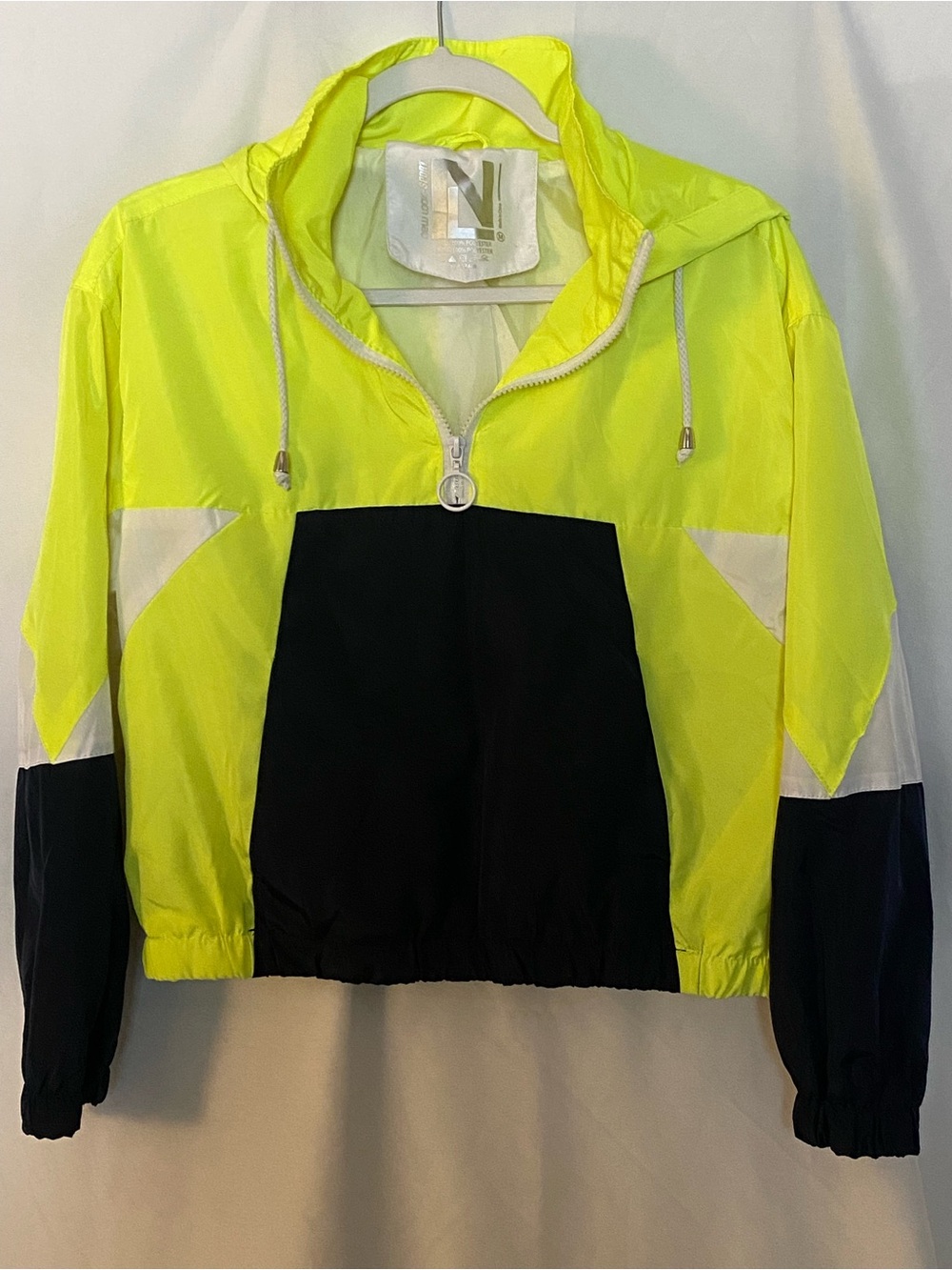 New Look Sport Neon Windbreaker Jacket Size M | Vibrant Yellow Athleisure